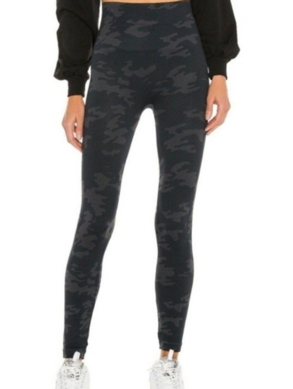 SPANX Black & Charcoal Camo High-Rise Leggings Size Medium
